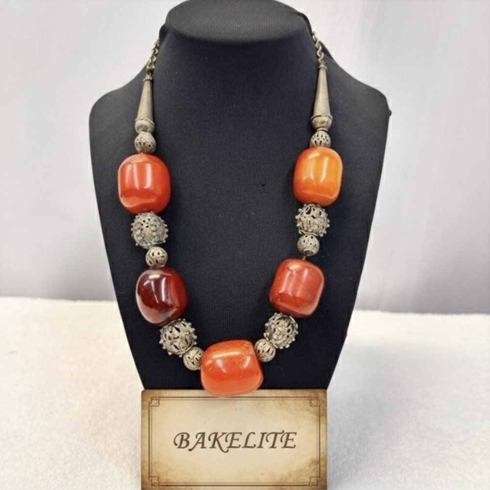 Vintage Art Deco Bakelite Statement Necklace - SIMICHROME TESTED